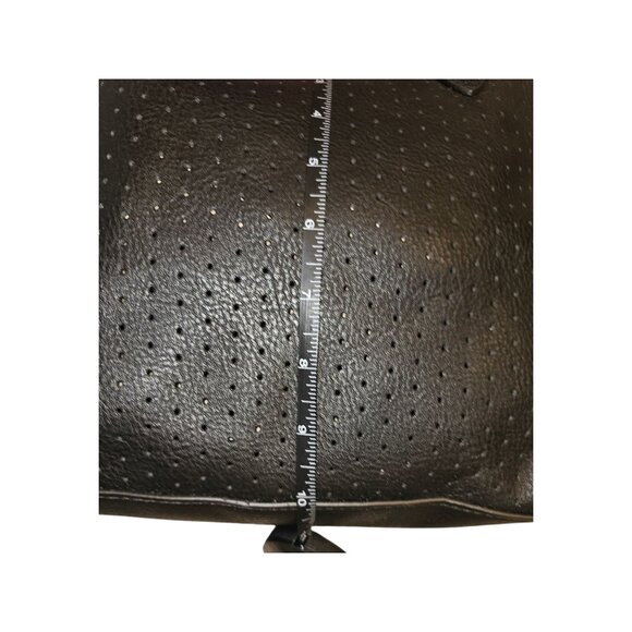 Nwt Steve Madden Black Perforated Tote Bag With detachable strap  Gold Accents - Picture 4 of 16